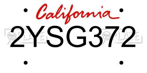 2YSG372 California License Plate