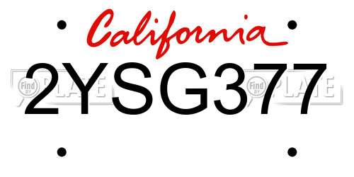 2YSG377 California License Plate