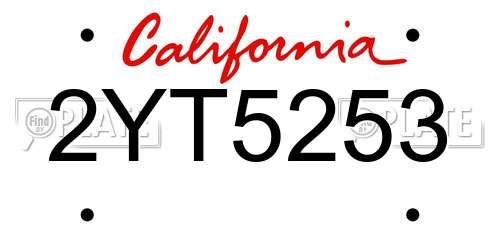 2YT5253 California License Plate