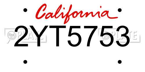 2YT5753 California License Plate