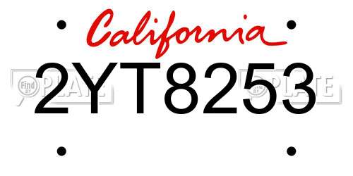 2YT8253 California License Plate