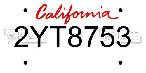 2YT8753 California License Plate