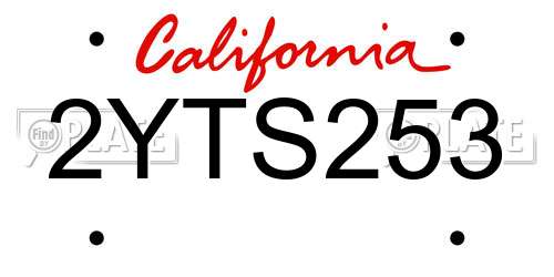 2YTS253 California License Plate