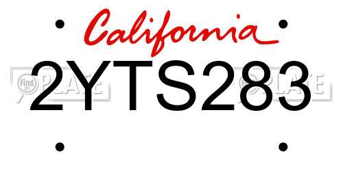 2YTS283 California License Plate