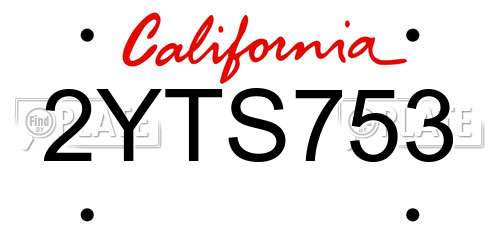 2YTS753 California License Plate
