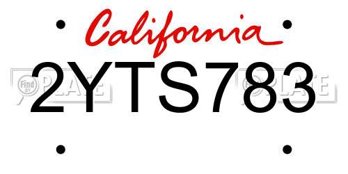 2YTS783 California License Plate