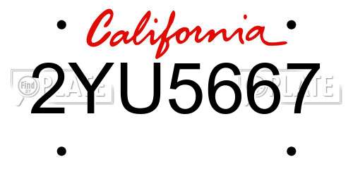 2YU5667 California License Plate
