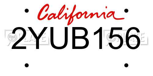 2YUB156 California License Plate