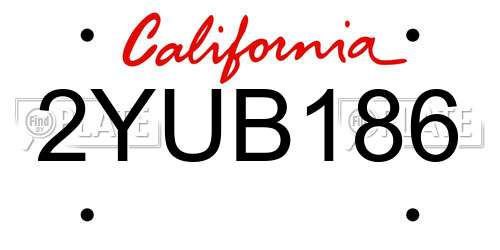 2YUB186 California License Plate