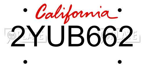 2YUB662 California License Plate