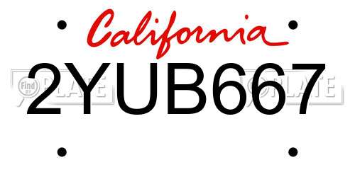 2YUB667 California License Plate