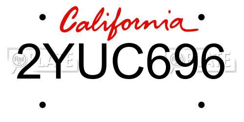 2YUC696 California License Plate