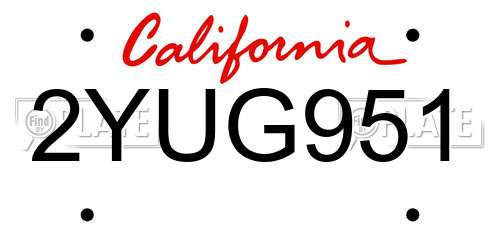 2YUG951 California License Plate