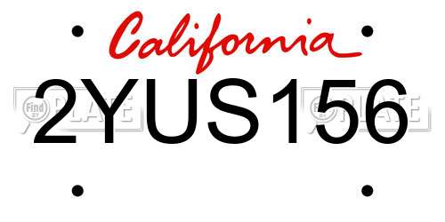 2YUS156 California License Plate
