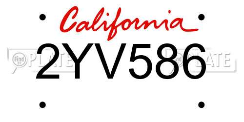 2YV586 California License Plate