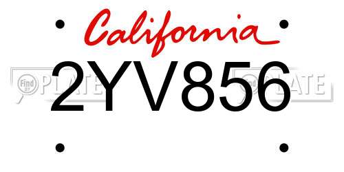 2YV856 California License Plate