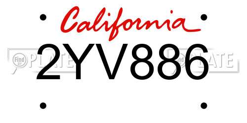 2YV886 California License Plate