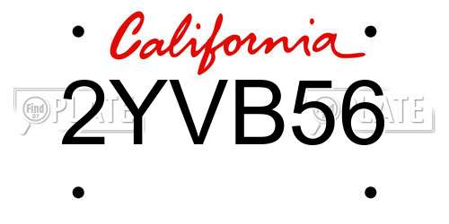 2YVB56 California License Plate
