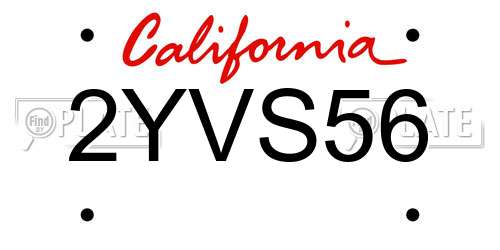 2YVS56 California License Plate