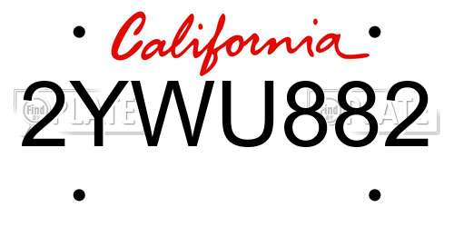 2YWU882 California License Plate