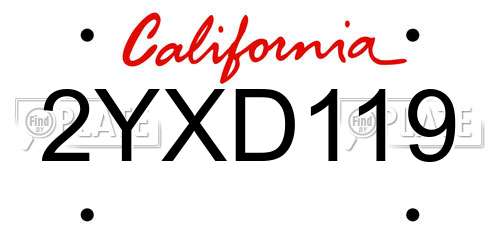 2YXD119 California License Plate