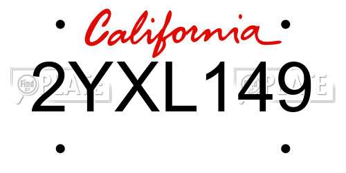 2YXL149 California License Plate