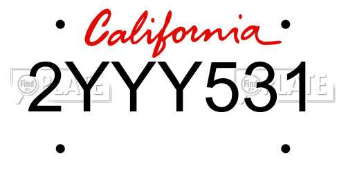 2YYY531 California License Plate