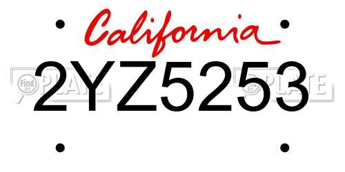 2YZ5253 California License Plate
