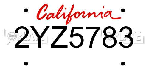 2YZ5783 California License Plate