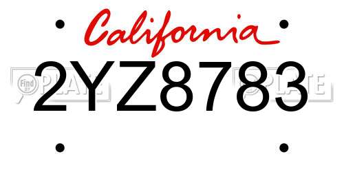 2YZ8783 California License Plate