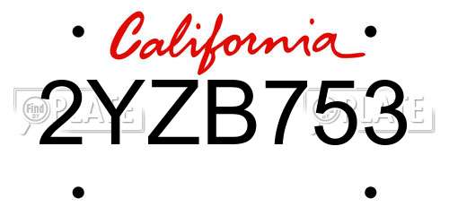 2YZB753 California License Plate