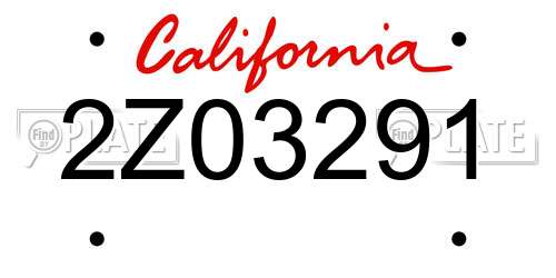 2Z03291 California License Plate