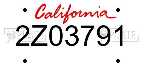 2Z03791 California License Plate