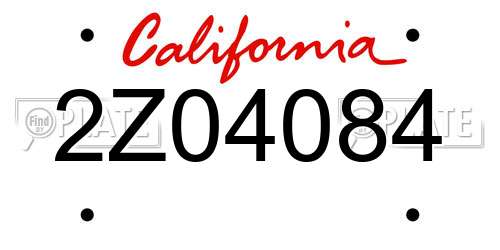 2Z04084 California License Plate