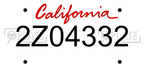 2Z04332 California License Plate