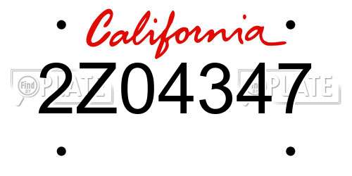 2Z04347 California License Plate
