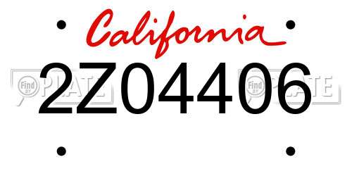 2Z04406 California License Plate