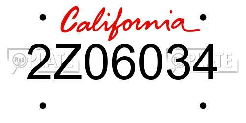 2Z06034 California License Plate