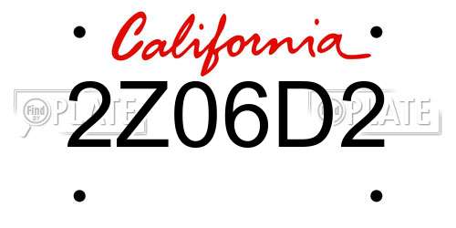 2Z06D2 California License Plate