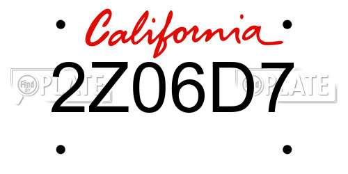 2Z06D7 California License Plate