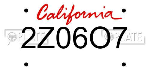 2Z06O7 California License Plate
