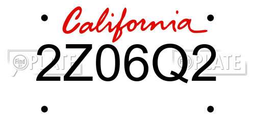 2Z06Q2 California License Plate