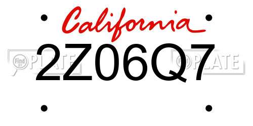 2Z06Q7 California License Plate