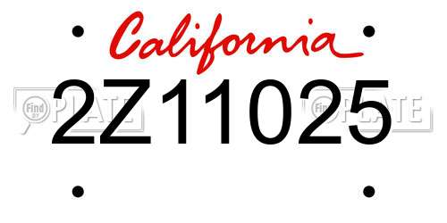 2Z11025 California License Plate