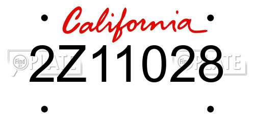2Z11028 California License Plate