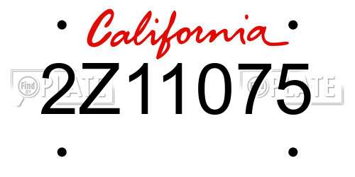2Z11075 California License Plate