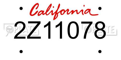 2Z11078 California License Plate