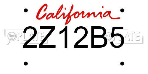 2Z12B5 California License Plate