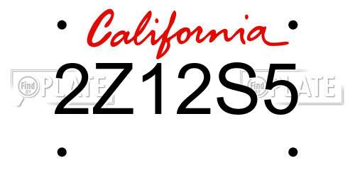 2Z12S5 California License Plate