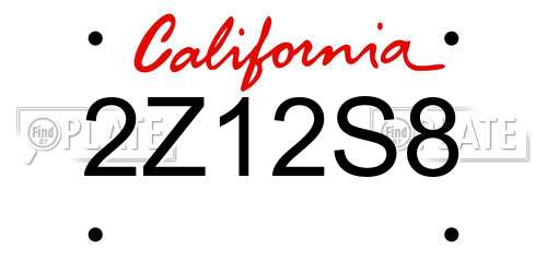 2Z12S8 California License Plate